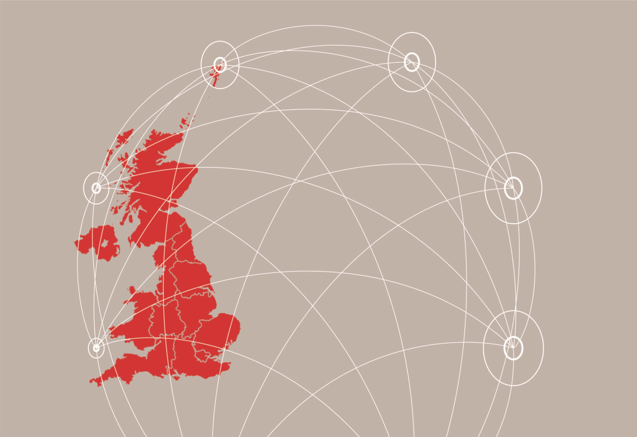 Map of UK with connected dots overlay.