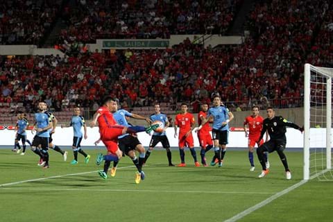 Striker about to score in soccer game