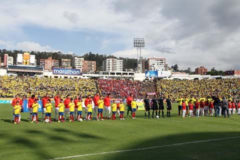 Teams lining up before soccer match