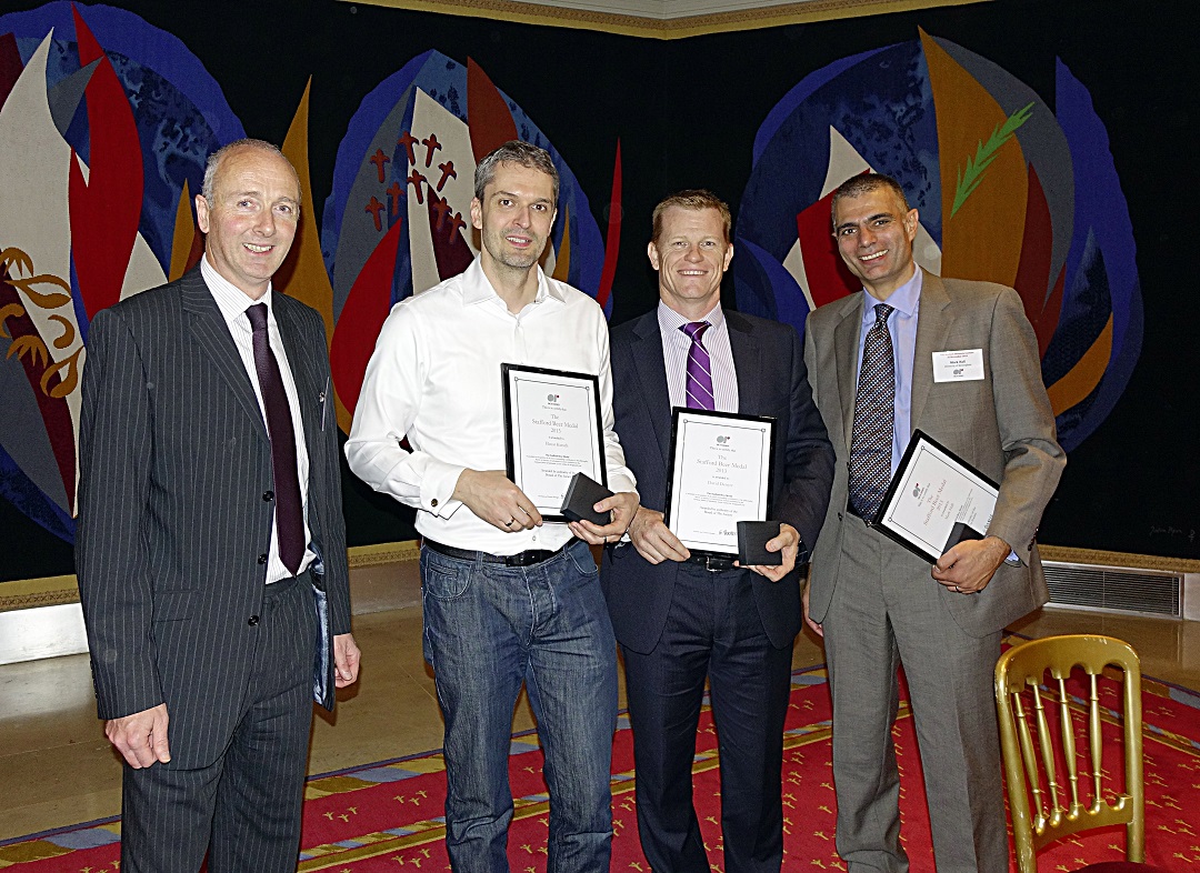 Elmar Kutsch, David Denyer and Mark Hall winners of 2013 Stafford Beer Medal with Stewart Robinson