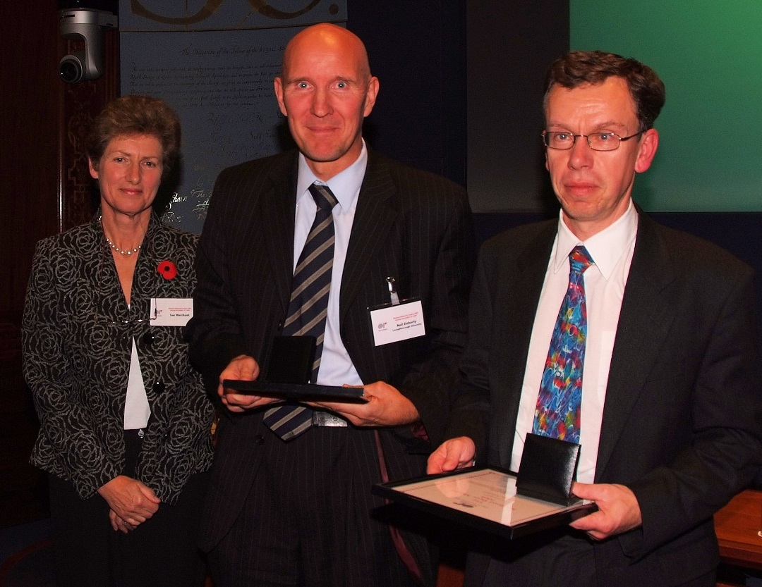 Neil Doherty and Colin Ashurst winners of 2008 Stafford Beer Medal with Sue Merchant 