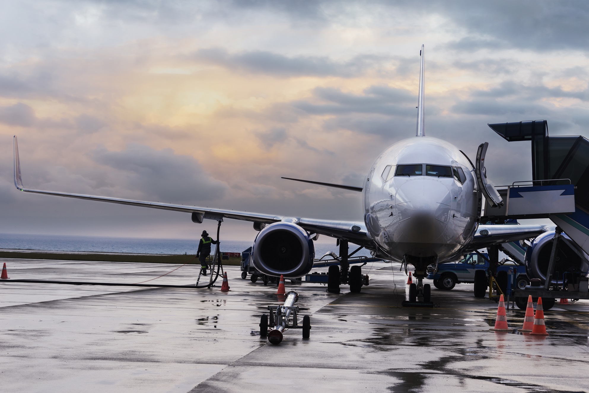 Passenger aircraft on the ground at airport