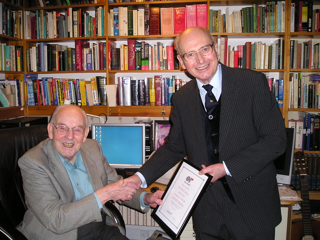 Ken James being awarded Companion of OR 2007 with Maurice Shutler