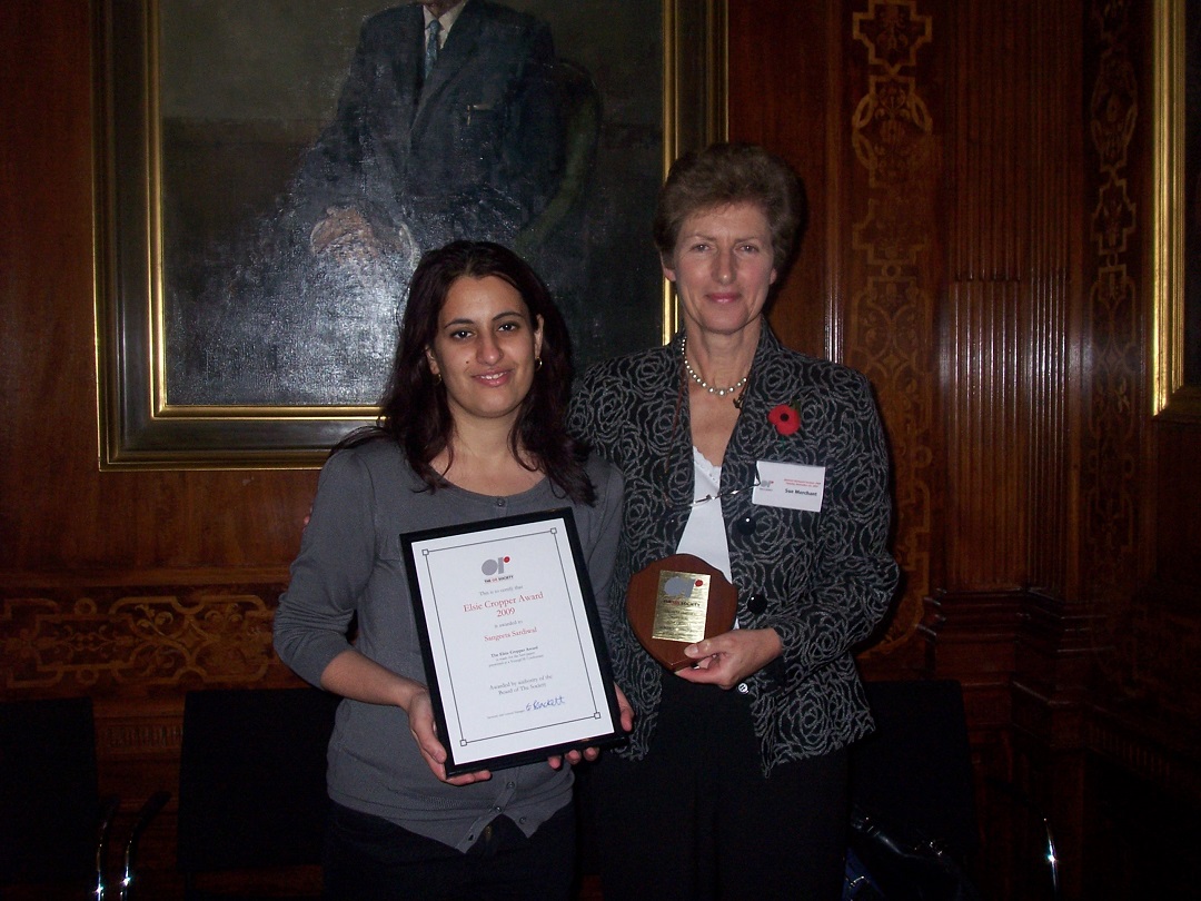 Sangeetea Sardiwal winner of 2009 Elise Cropper Award with Sue Merchant