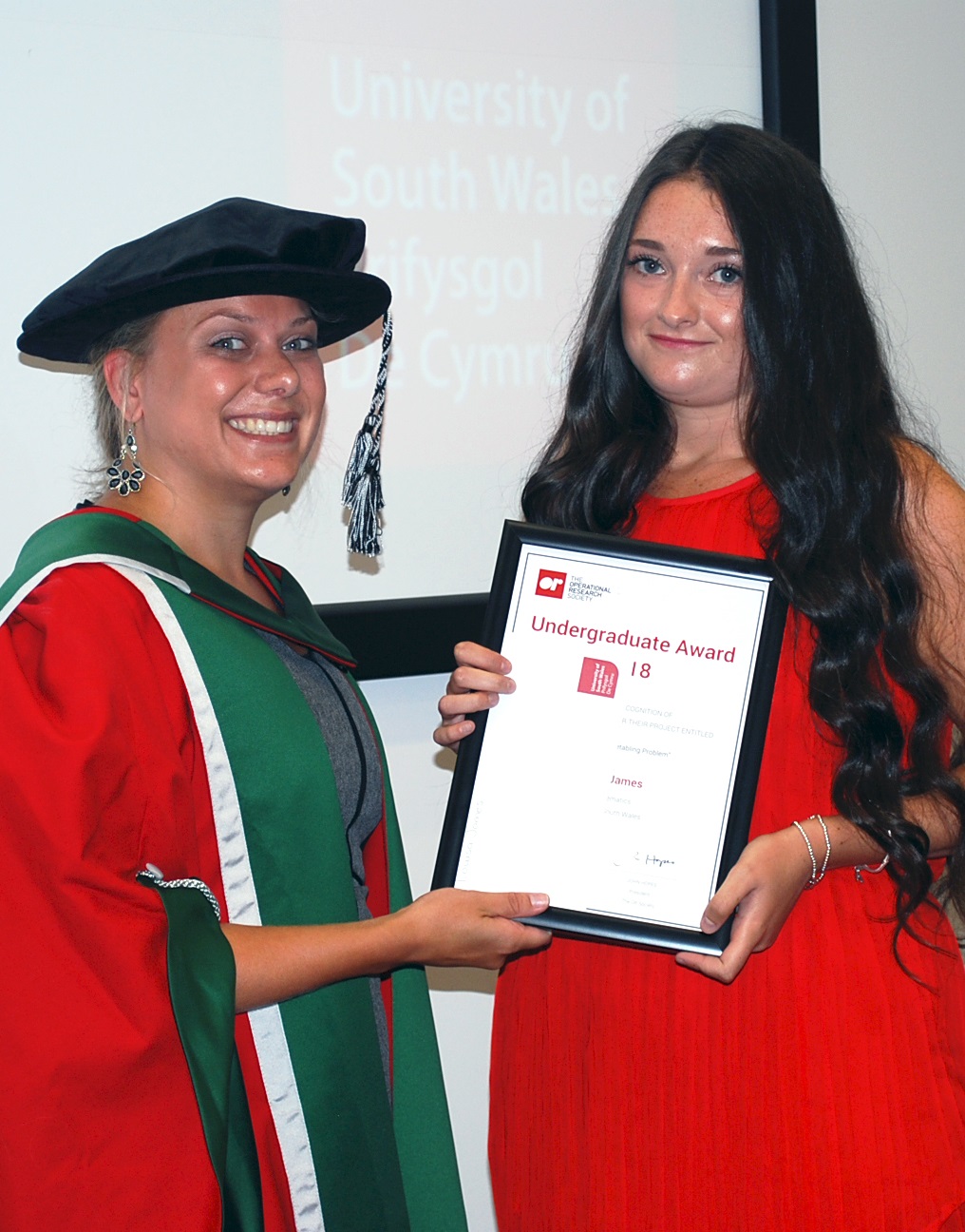 Louisa James winner of 2018 Undergraduate Award with Penny Holborn