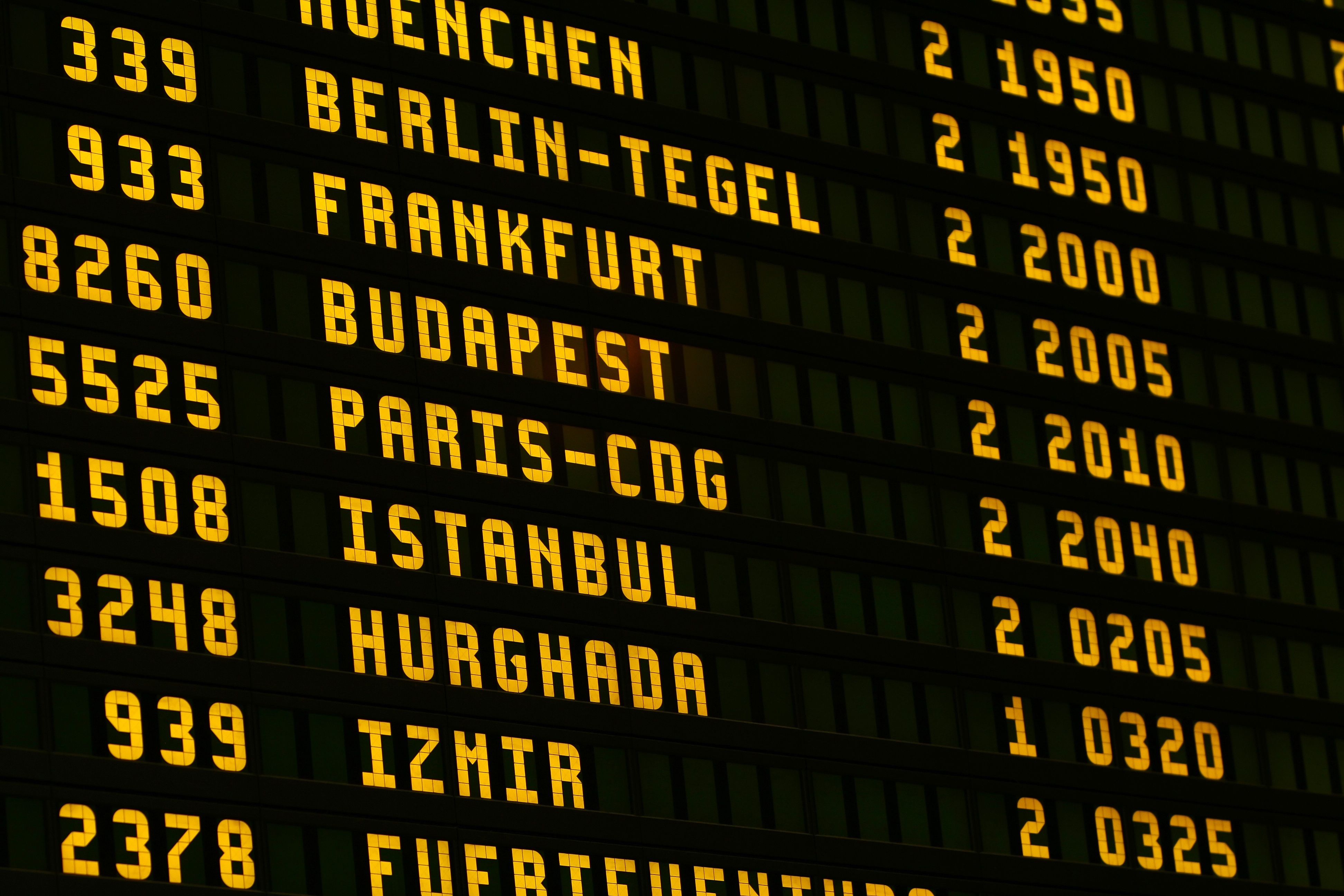 Flight information board in airport
