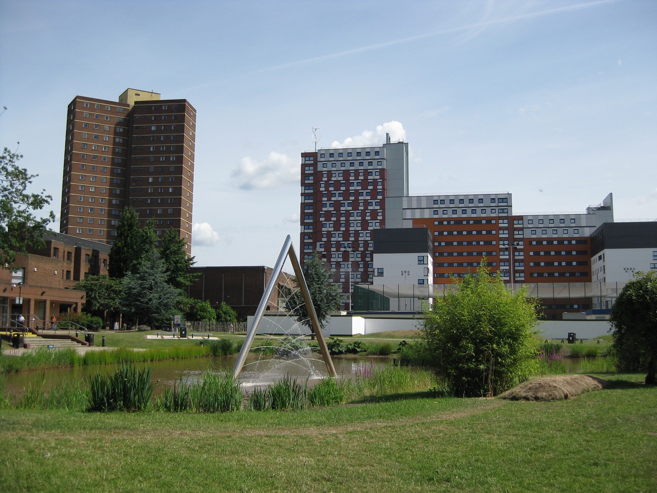 View of the lake at Aston University