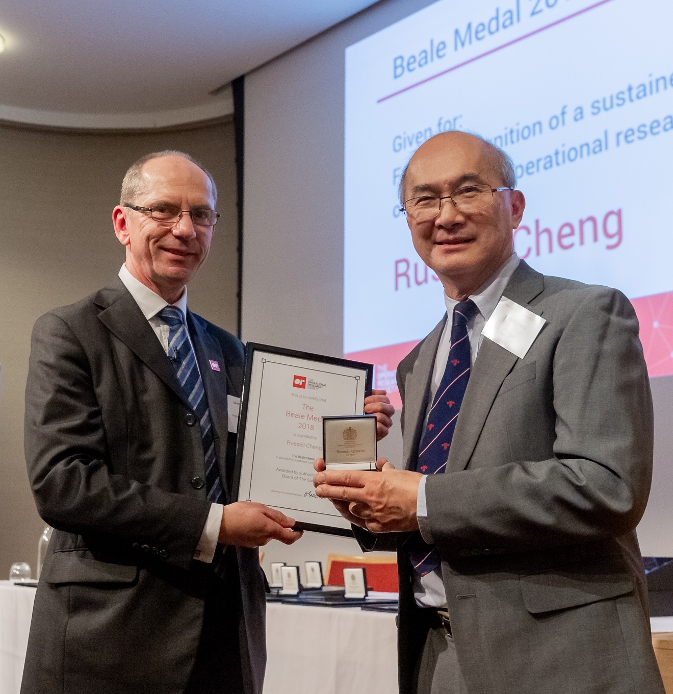 Russell Cheng winner of 2018 Beale Medal with John Hopes